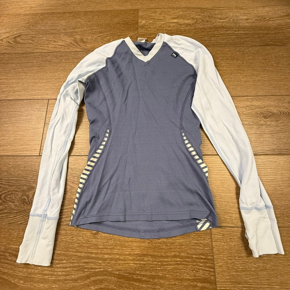 Helly Hansen Women V Neck Long Sleeve Base Layer Top Blue Size Small Outdoors